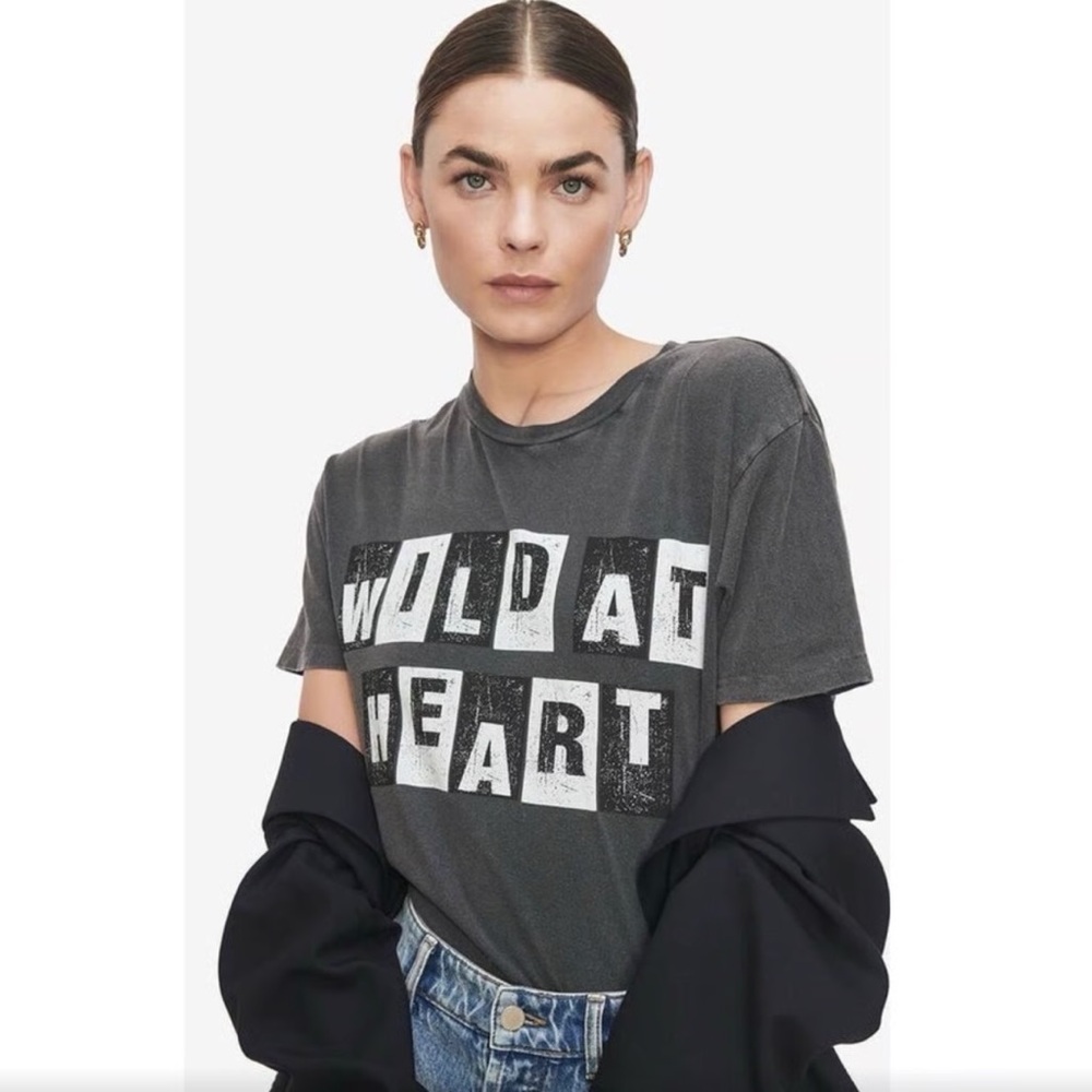 ANINE BING Wild Heart Tee in Washed Black - S
